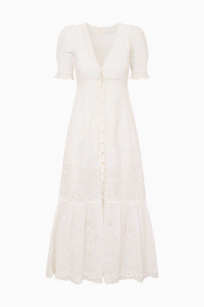 White lace dress on a white background