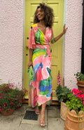 The Cezanne Flutter Sleeve Maxi Wrap Dress (Multi)