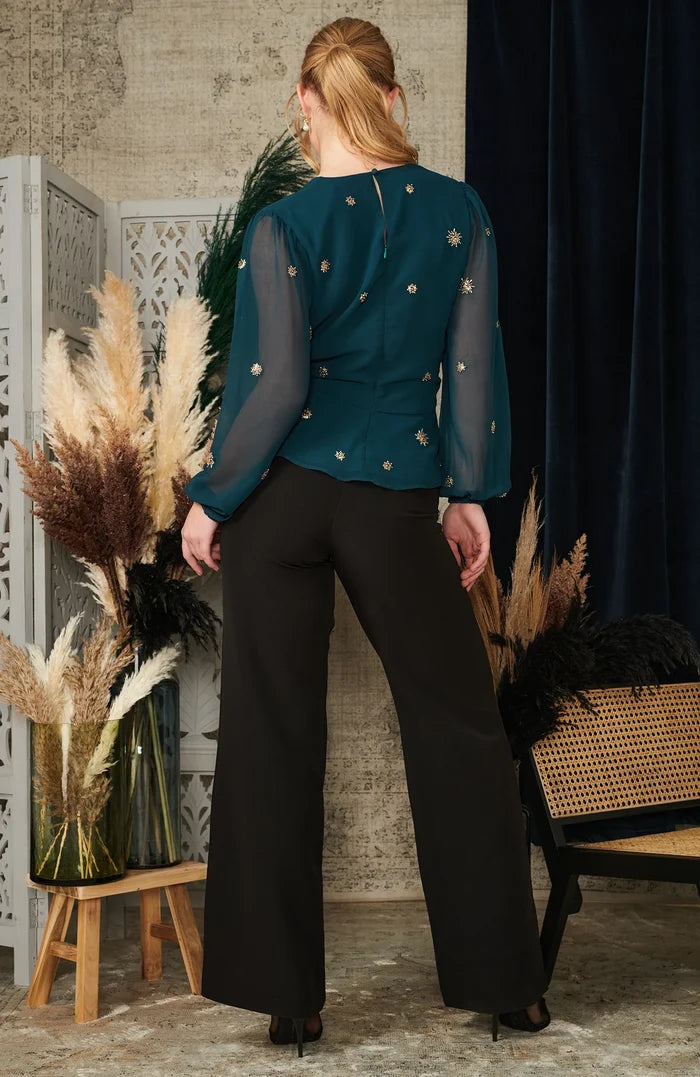 The Della Embellished Knot Front Top
