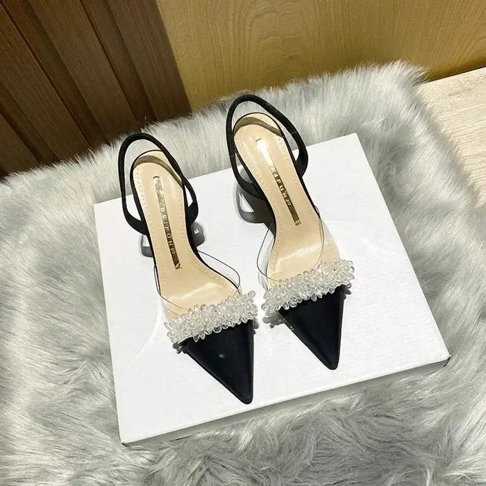 Transparent Crystal Pointed-toe Heels fashionnsio