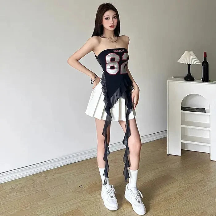 Ruffles Tassels Tube Top fashionnsio