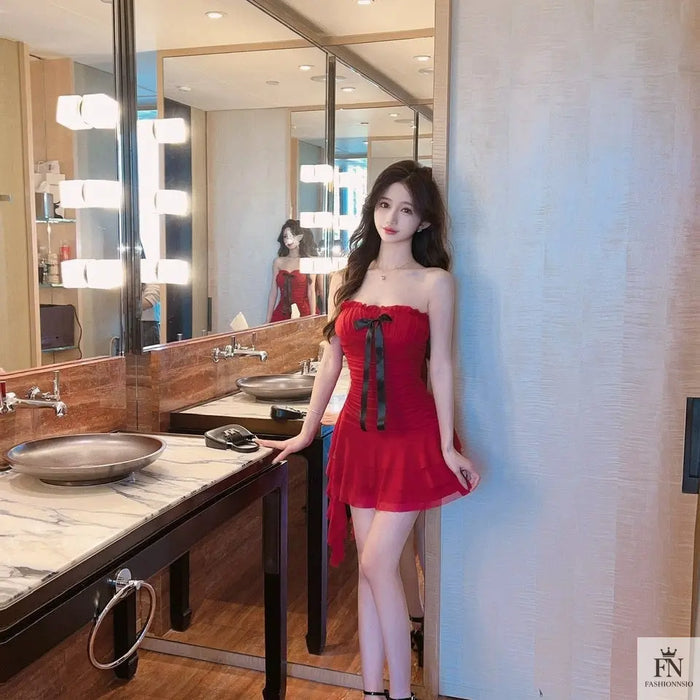 Tube Mini Bow Dress - Fashionnsio