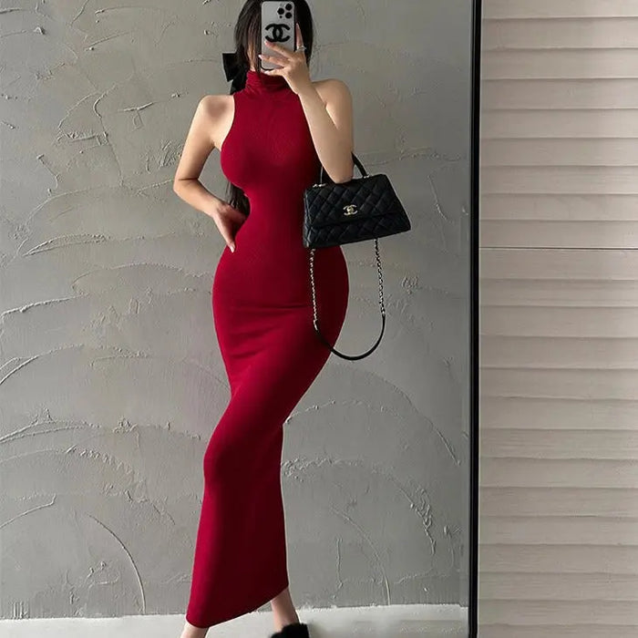 Turtleneck Bodycon Long Dress fashionnsio