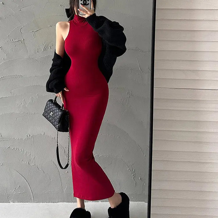 Turtleneck Bodycon Long Dress fashionnsio