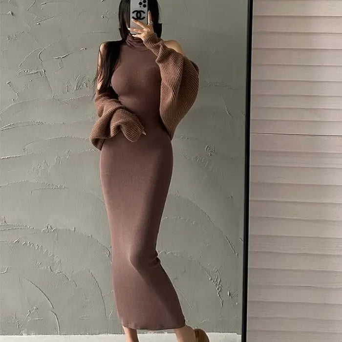 Turtleneck Bodycon Long Dress fashionnsio