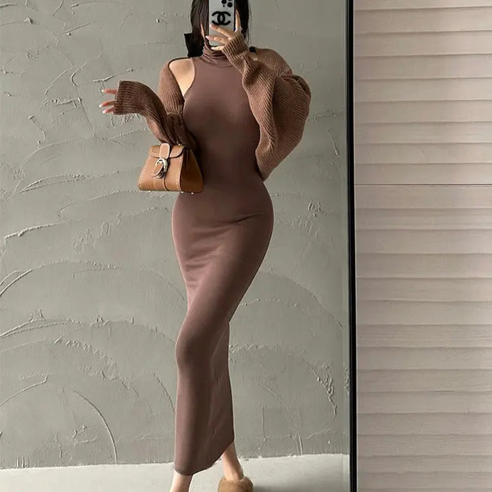 Turtleneck Bodycon Long Dress fashionnsio