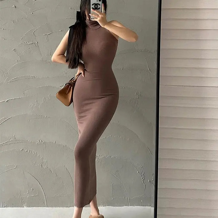 Turtleneck Bodycon Long Dress fashionnsio