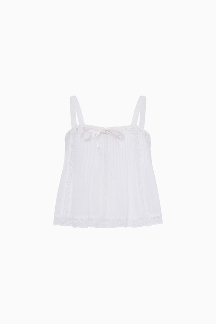 white lace camisole on a white background