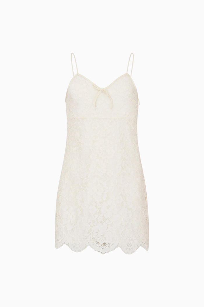 White lace dress on a white background