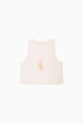 Sleeveless white tank top with soft serve ice cream cone design in center against a white background