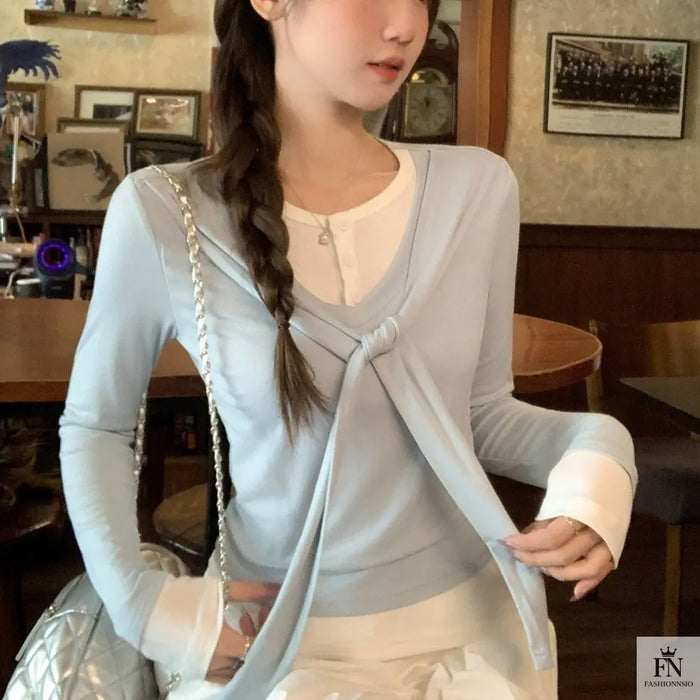 Two Piece Lace-up Korean Top - Fashionnsio