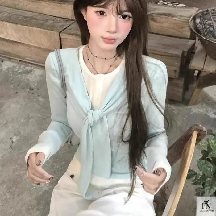 Two Piece Lace-up Korean Top - Fashionnsio