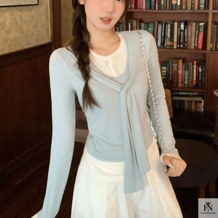 Two Piece Lace-up Korean Top - Fashionnsio