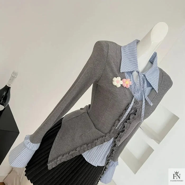 Two-piece Ruffle Shirt Top - Fashionnsio