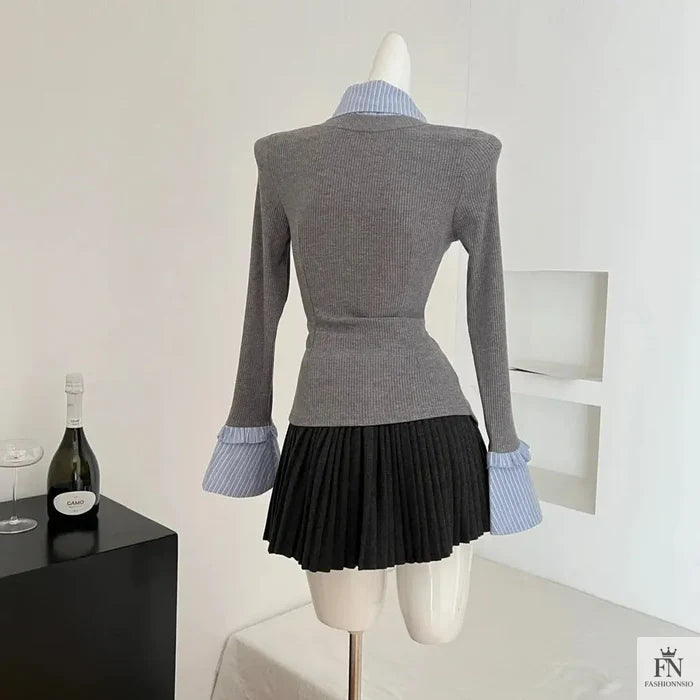 Two-piece Ruffle Shirt Top - Fashionnsio