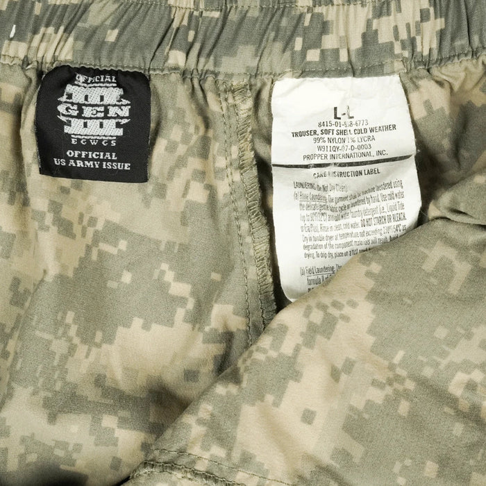 USGI ECWCS GEN III ACU Soft Shell Trousers - Large Long - US Army Surplus - Softshell Trousers