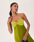 Vestido Brahma Verde maxi de tirantes fluido de Lady Pipa para invitada de boda de noche.