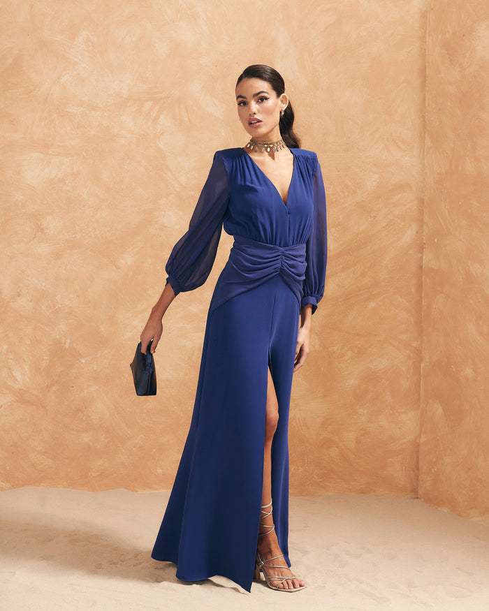 Vestido Idina Marino maxi de Lady Pipa para invitada de boda de noche.