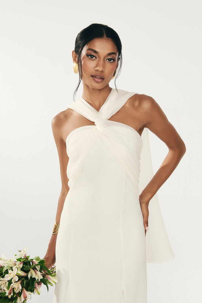 Vestido Julieta Marfil midi fluido de Lady Pipa para novia.