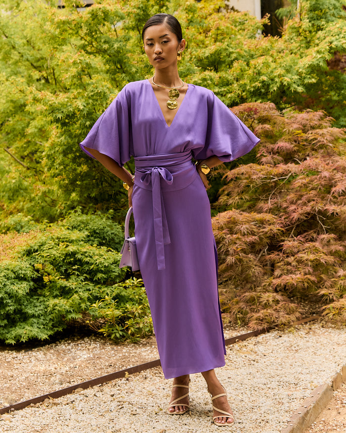 Vestido Kyoto Uva midi de Lady Pipa para invitada de boda.