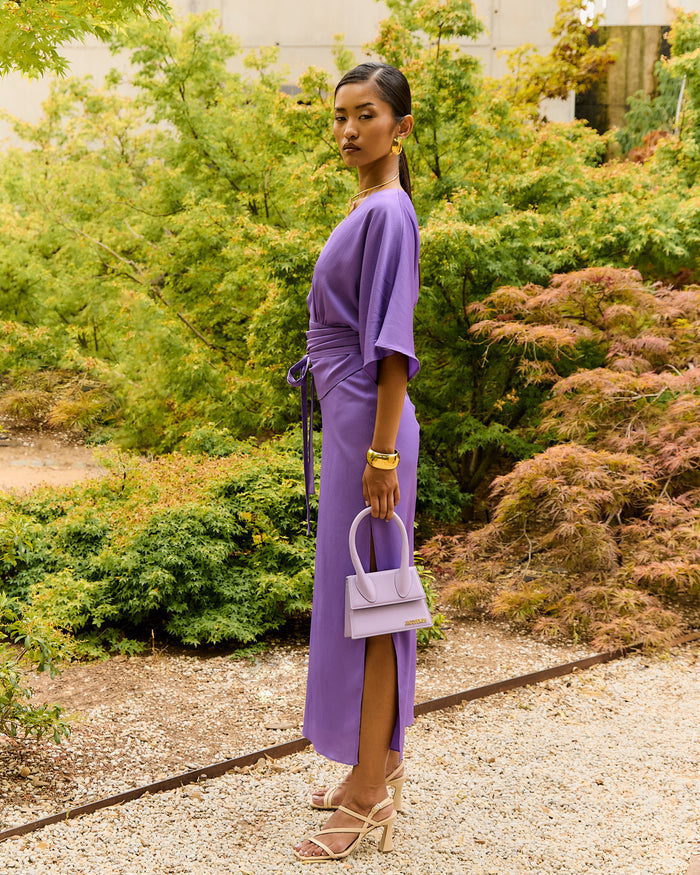 Vestido Kyoto Uva midi de Lady Pipa para invitada de boda.
