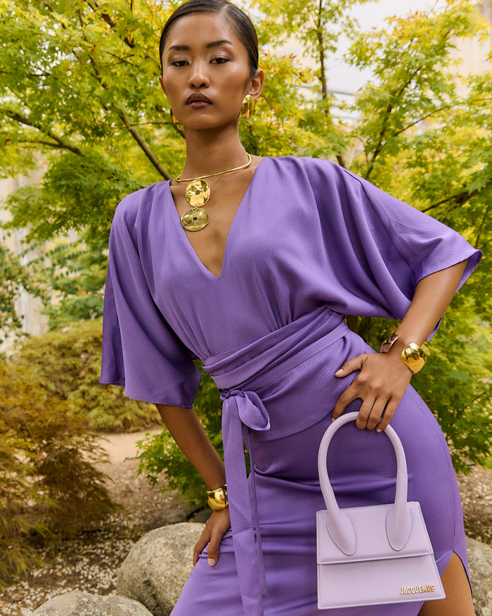 Vestido Kyoto Uva midi de Lady Pipa para invitada de boda.