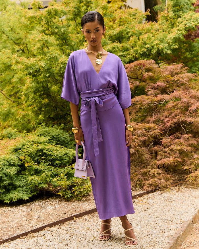 Vestido Kyoto Uva midi de Lady Pipa para invitada de boda.