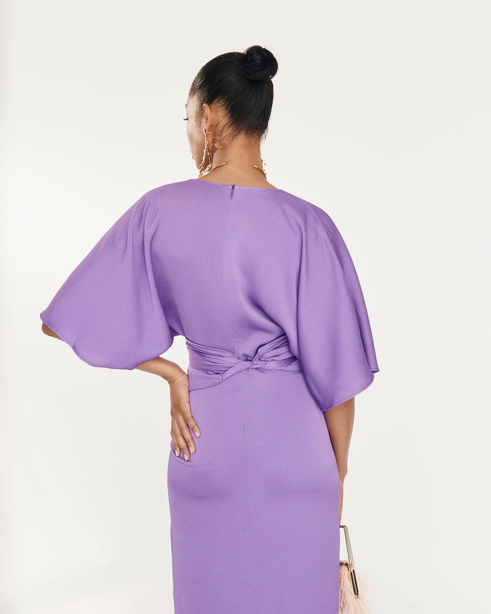 Vestido Kyoto Uva midi de Lady Pipa para invitada de boda.