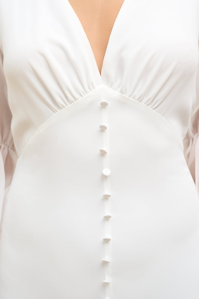 Vestido Narciso Blanco maxi de manga larga ceñido de Lady Pipa para novia.