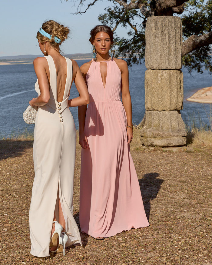 Vestido Olivia Blanco maxi halter de Lady Pipa para novia.