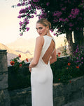 Vestido Renata Marfil maxi halter ceñido de Lady Pipa para novia.