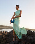 Vestido Renata Salvia maxi de Lady Pipa para invitada de boda de noche.