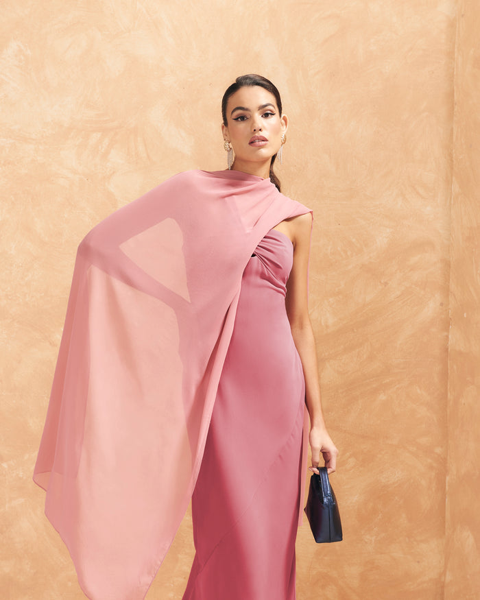 Vestido Riviera Rosé midi halter asimétrico de Lady Pipa para invitada de boda.