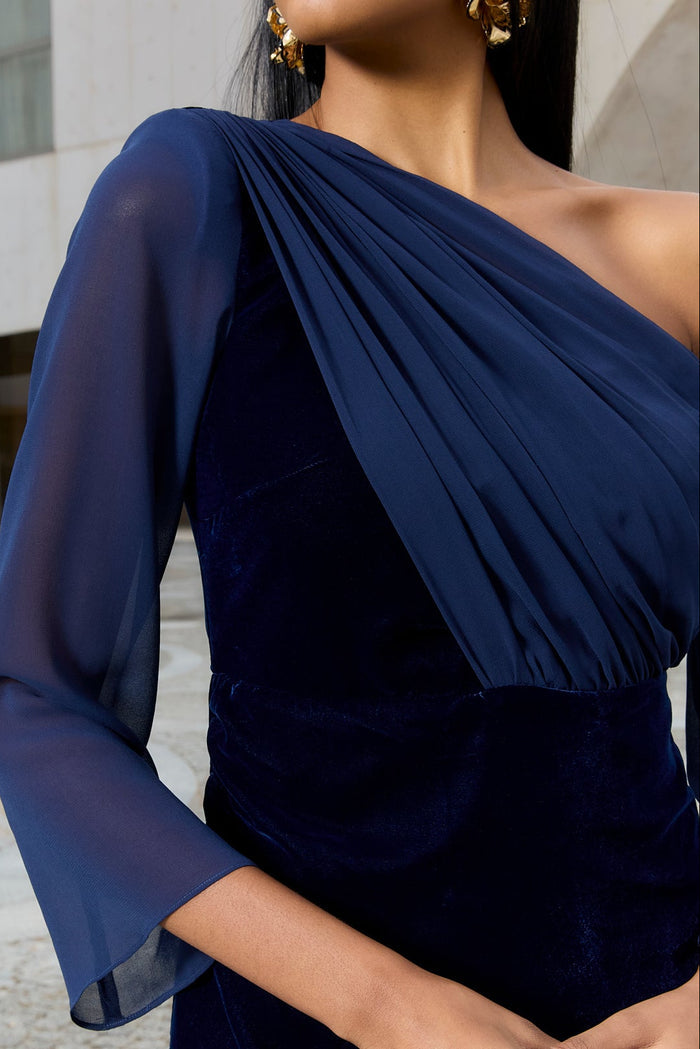 Vestido Turandot Marino midi de Lady Pipa para invitada de boda.
