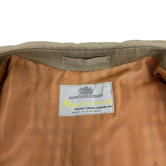 Vintage 80s Aquascutum Tan Brown House Check Cotton Blend Trench Coat