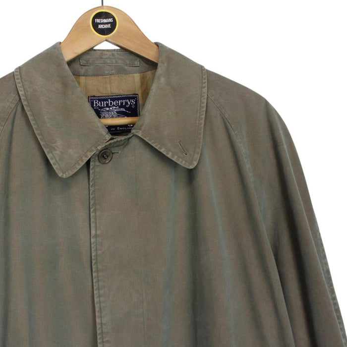 Vintage 90s Burberry Khaki Green Single Breasted Trench Coat