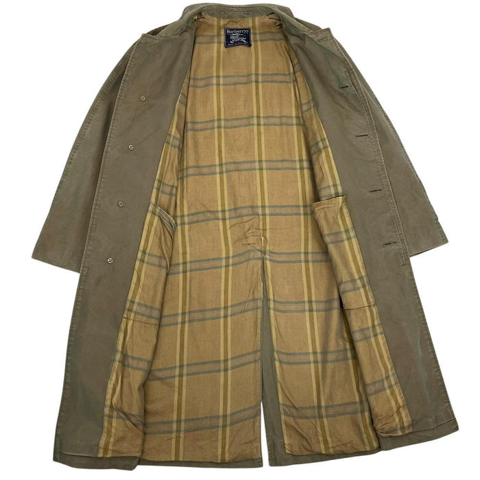 Vintage 90s Burberry Khaki Green Single Breasted Trench Coat