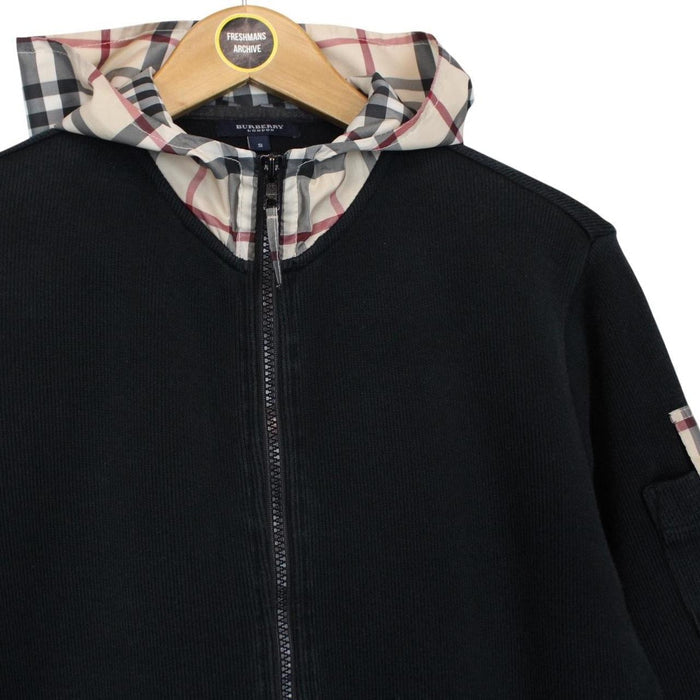 Vintage Burberry London Black Full Zip Nova Check Hoodie Jumper