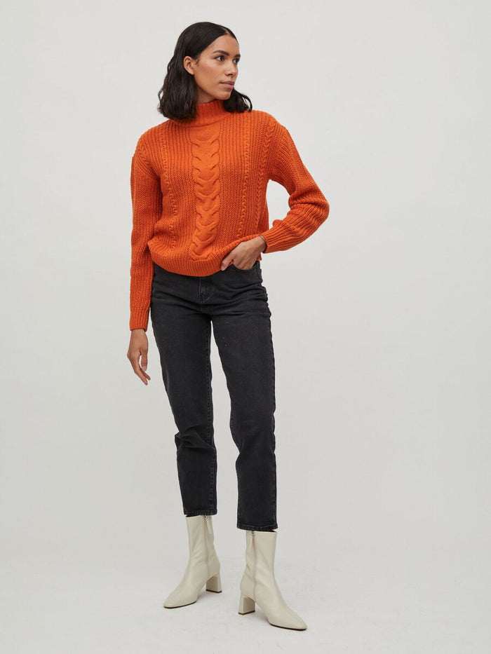 Vioa High Neck Jumper (Burnt Orange)
