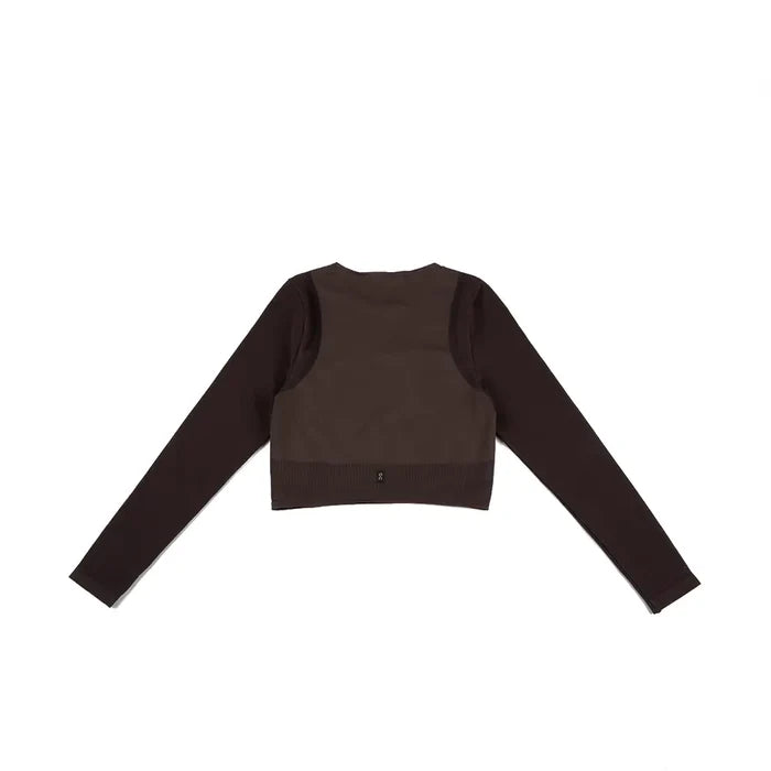 W Studio Knit Long-T Crop 'Pebble Black'