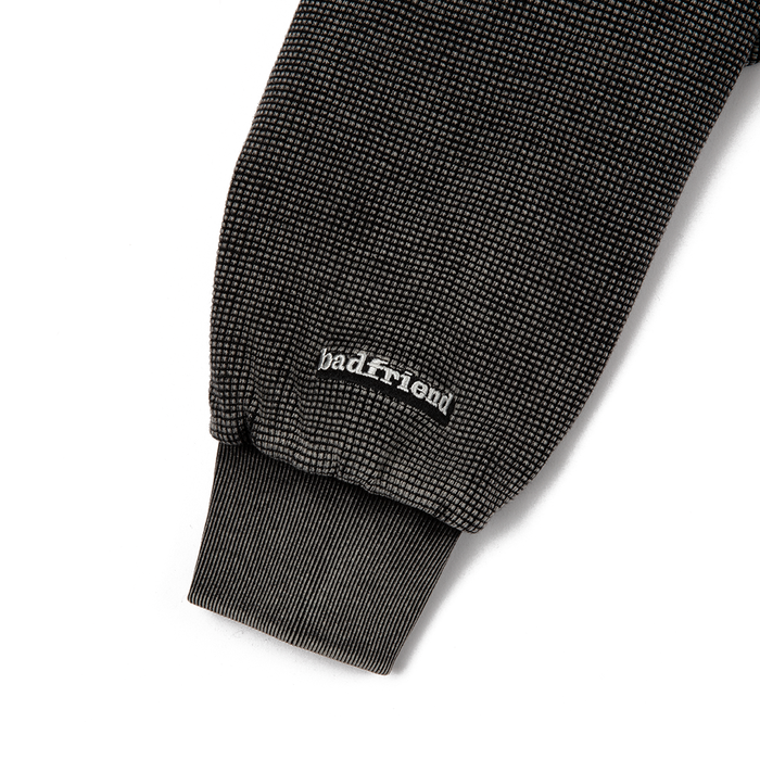 Waffle Knit Full Zip Sweater 'Off Black'