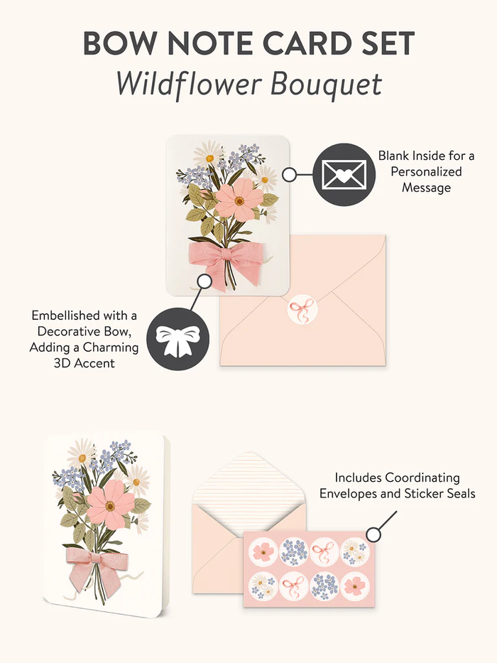 Wildflower Bouquet Bow Note Card Set