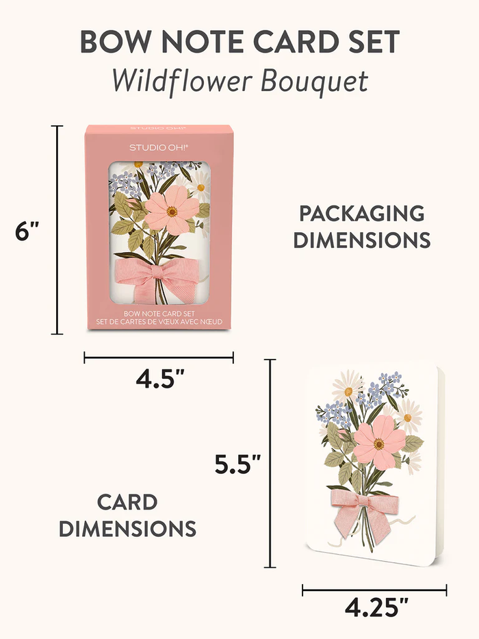 Wildflower Bouquet Bow Note Card Set