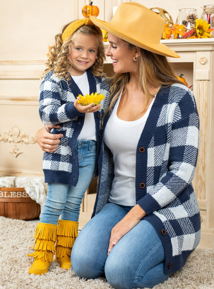 Mommy & Me Cardigans | Plaid Oversized Cardigan | Mia Belle Girls