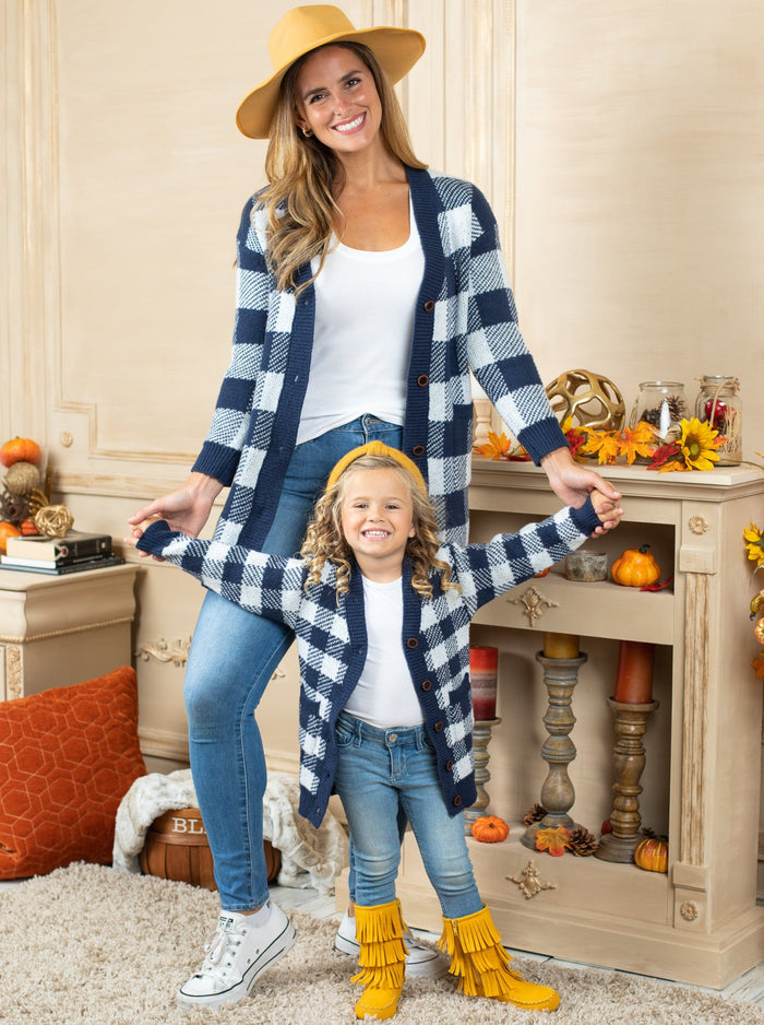Mommy & Me Cardigans | Plaid Oversized Cardigan | Mia Belle Girls