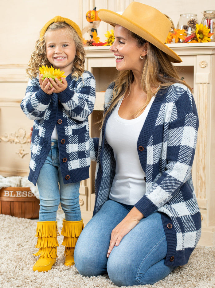 Mommy & Me Cardigans | Plaid Oversized Cardigan | Mia Belle Girls