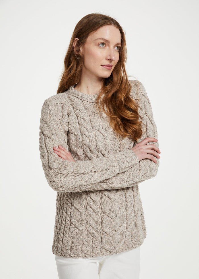 Women's Listowel Aran Cabled Sweater | Oatmeal