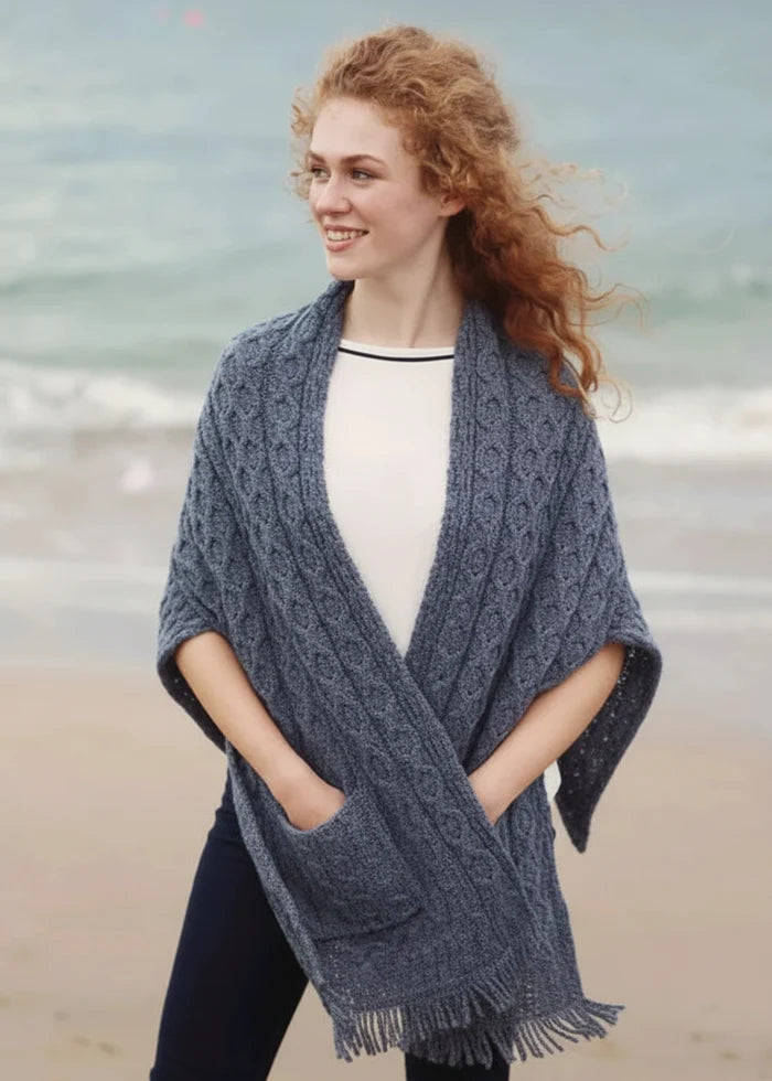 Aran Woollen Mills Denim Pocket Shawl