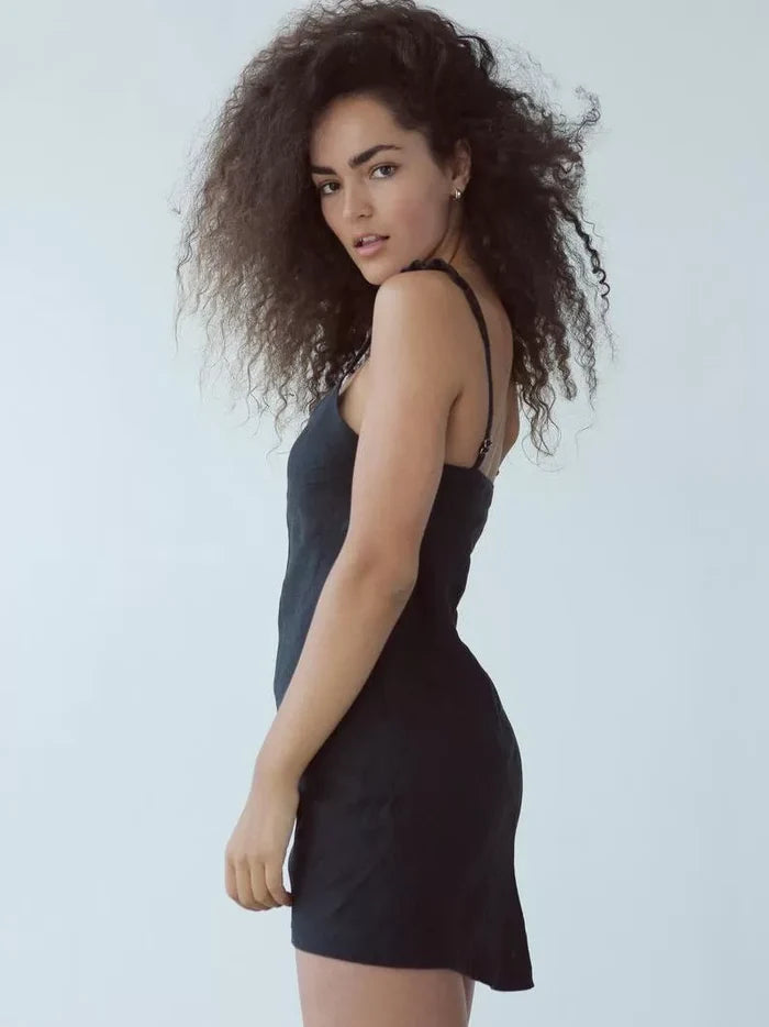 Women’s Mini Linen Dress DAISY in Black