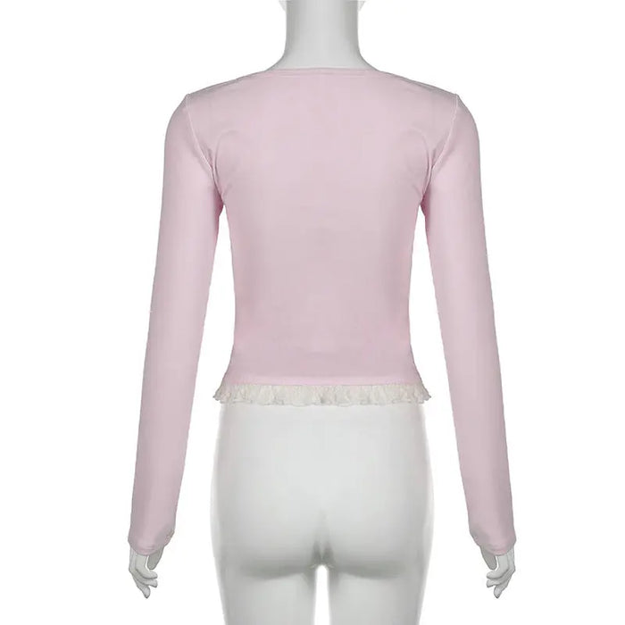 Y2k Fairy Bow Lace Knitted Top fashionnsio